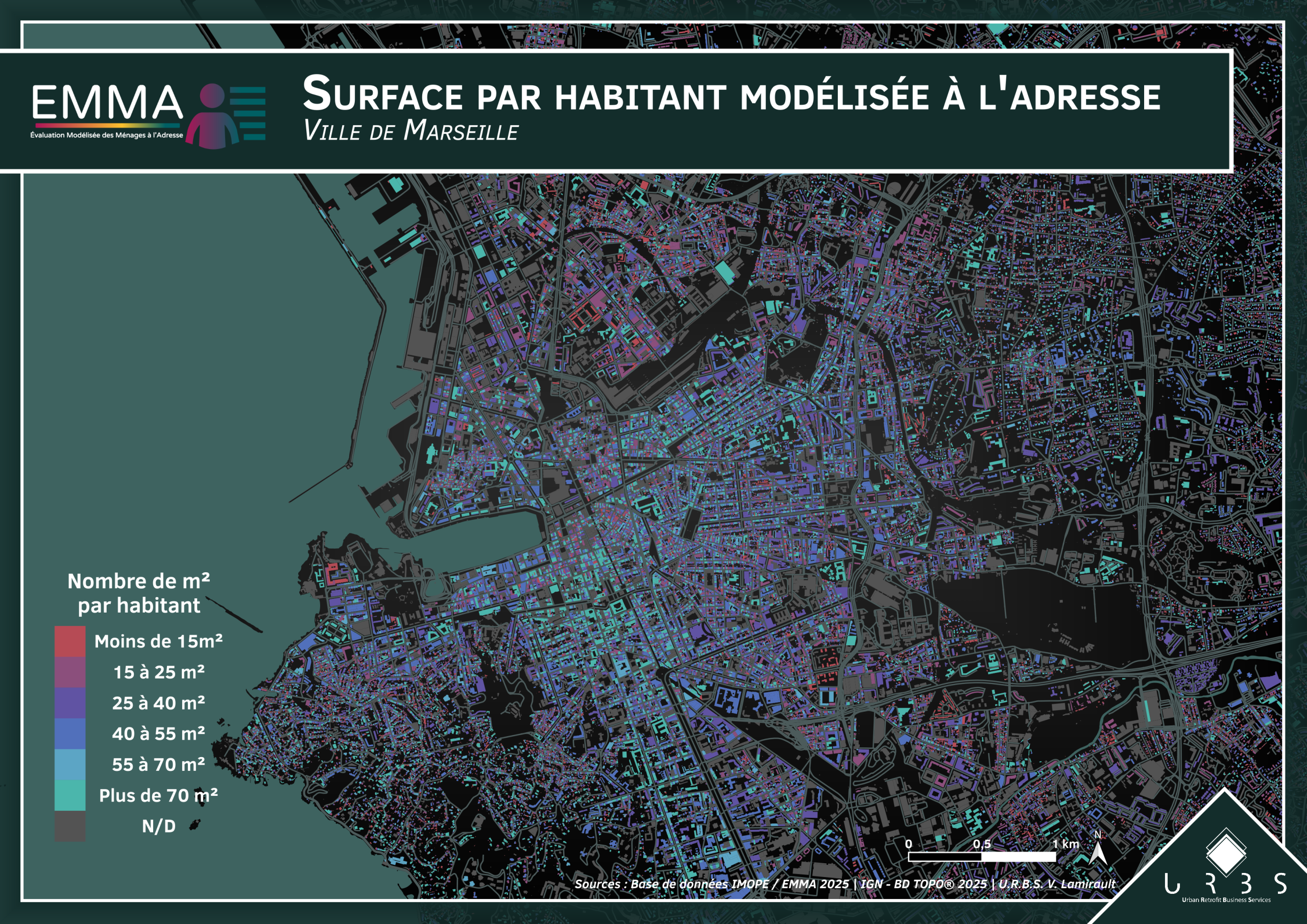 EMMA — Surface par habitant — Marseille